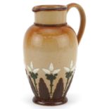 Doulton Lambeth, Art Nouveau Royal Doulton stoneware jug hand painted and incised with stylised