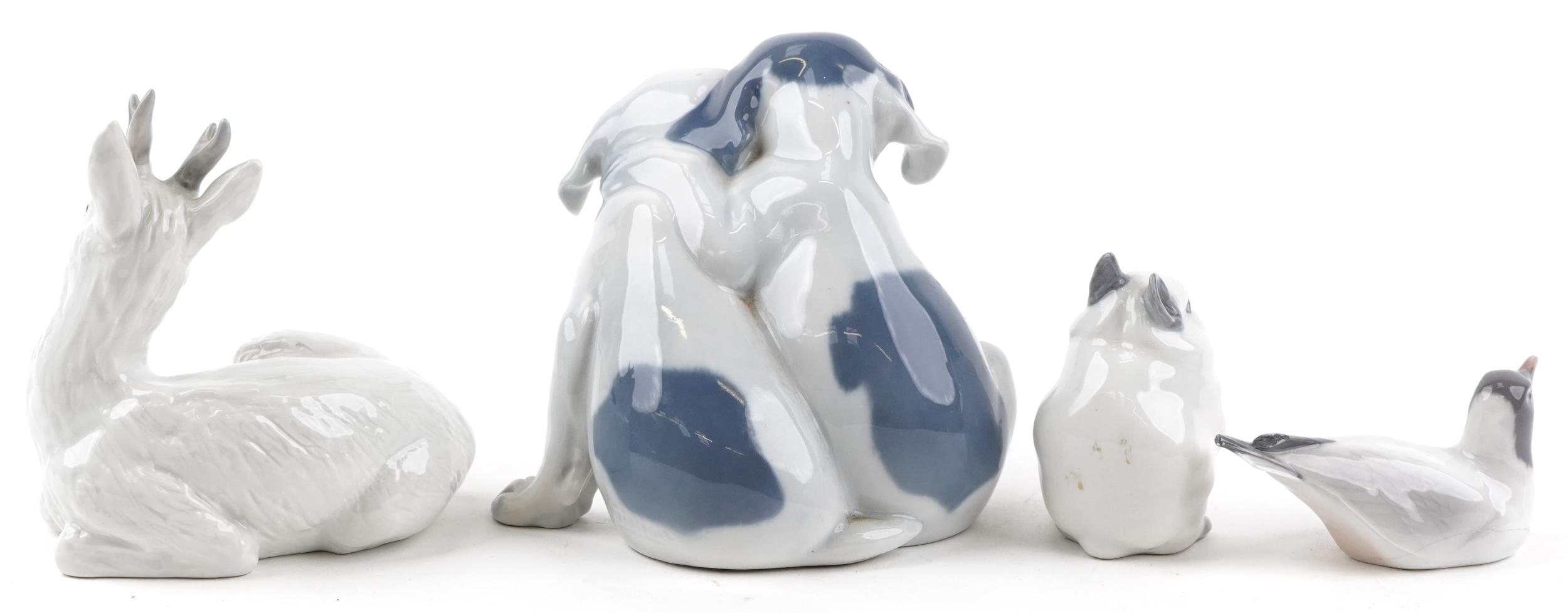 Royal Copenhagen, Danish porcelain animals including Pointer Puppies by Erik Nielsen, Fawn by Karl - Image 2 of 4