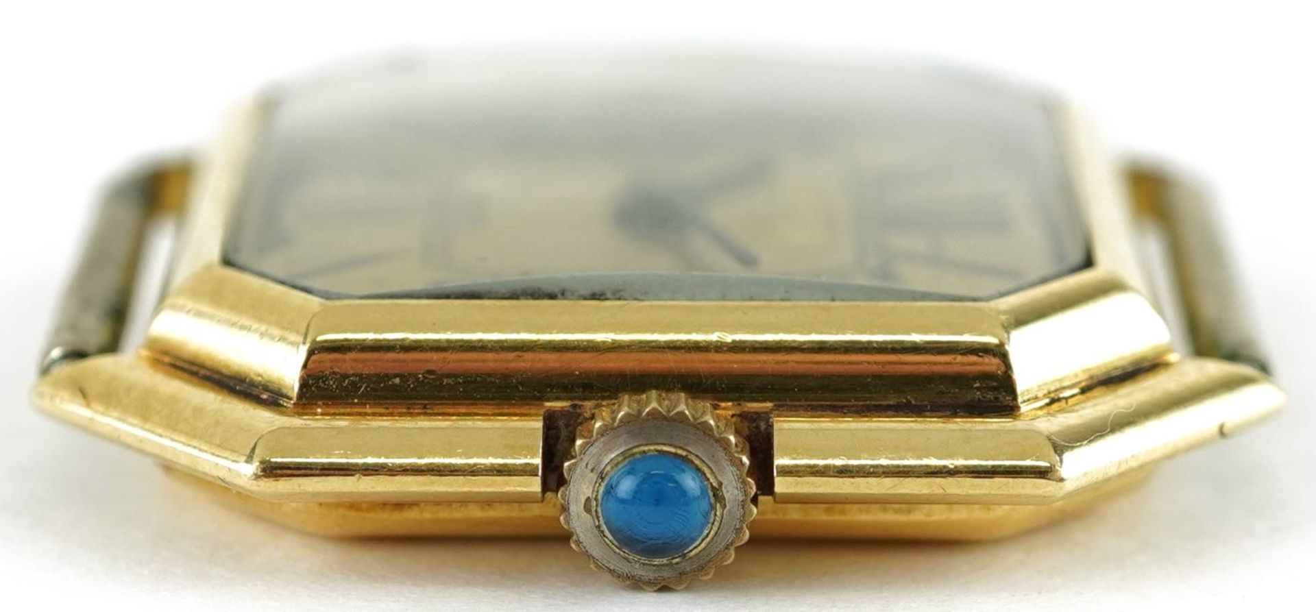 Art Deco style 18ct gold gentlemen's manual wind wristwatch having gilt dial with Roman numerals and - Bild 5 aus 5