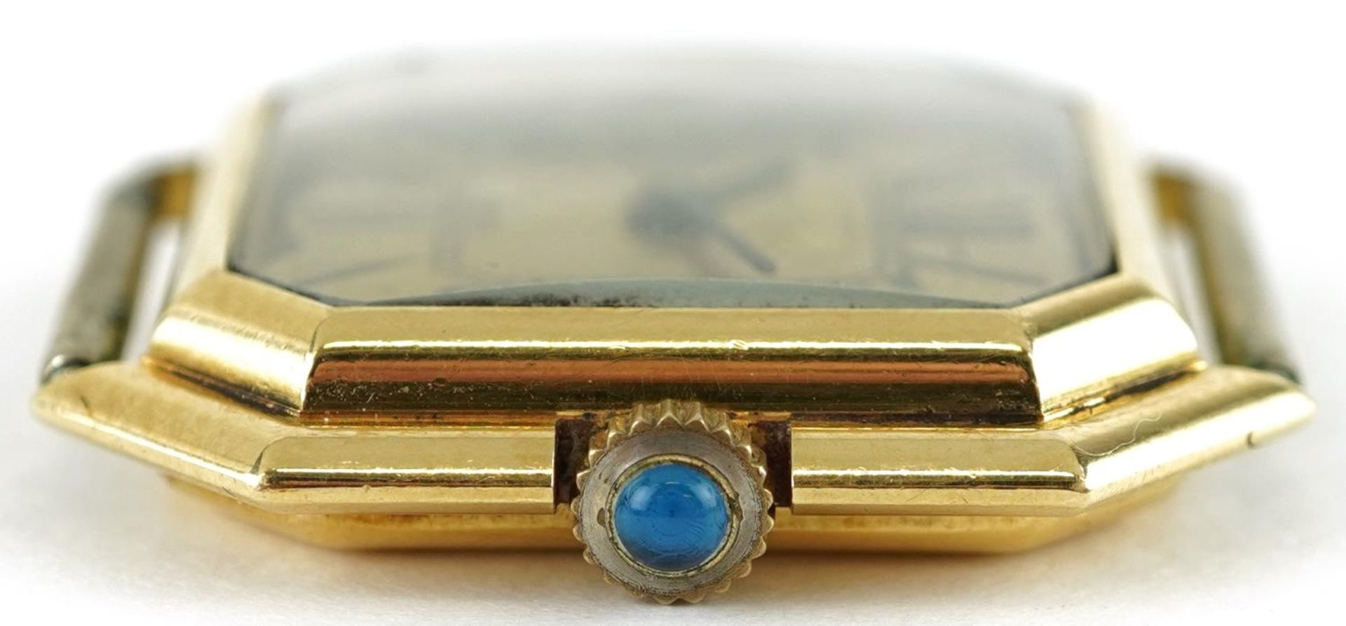 Art Deco style 18ct gold gentlemen's manual wind wristwatch having gilt dial with Roman numerals and - Image 5 of 5