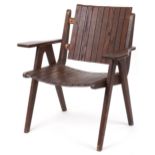 Autoban, stained teak slice chair, 81cm high