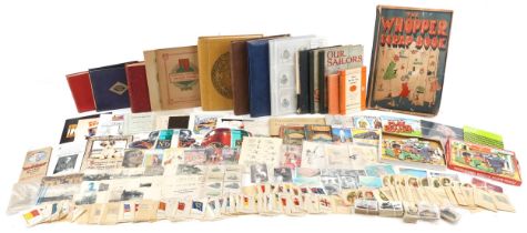 19th century and later ephemera including cigarette cards, tea cards, postcards and various books