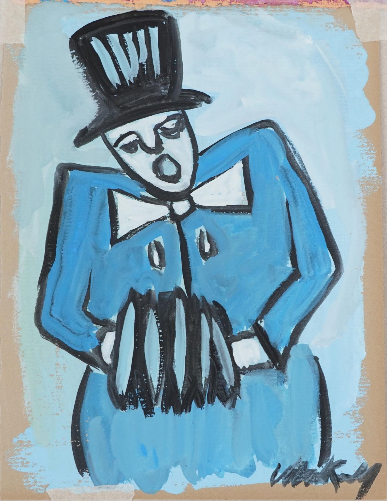 Manner of Markey Robinson - Pierrot musicians, Three Irish school gouaches mounted onto card, - Bild 4 aus 8