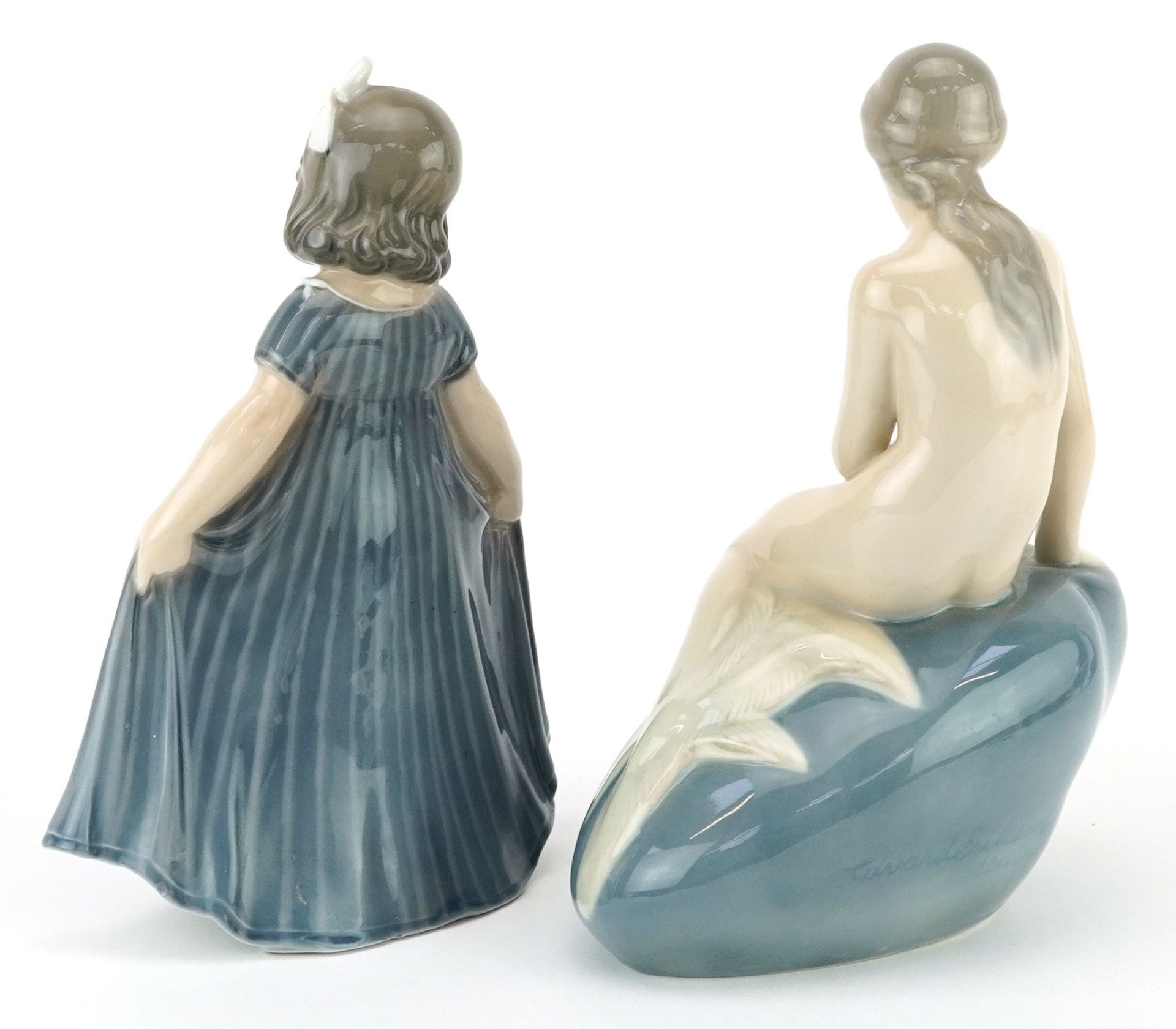 Royal Copenhagen, two Danish porcelain figurines comprising The Little Mermaid by Edvard Eriksen and - Bild 2 aus 4