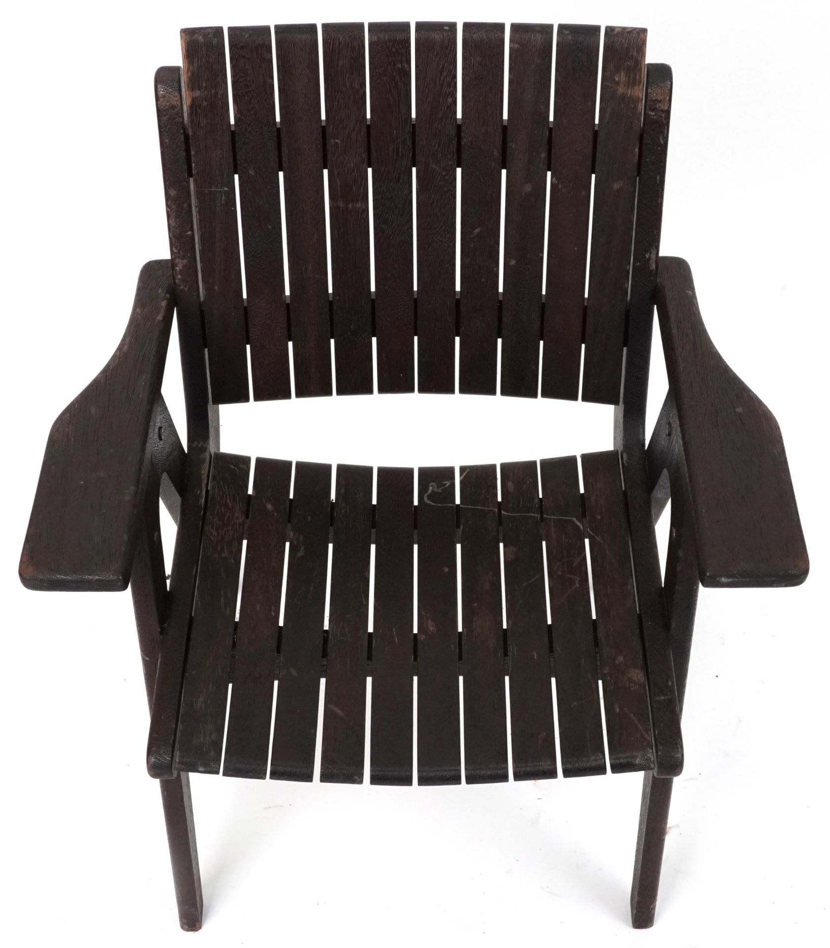 Autoban, stained teak slice chair, 81cm high - Image 3 of 5