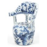 Chinese blue and white porcelain garden seat hand painted with flowers, 65cm high