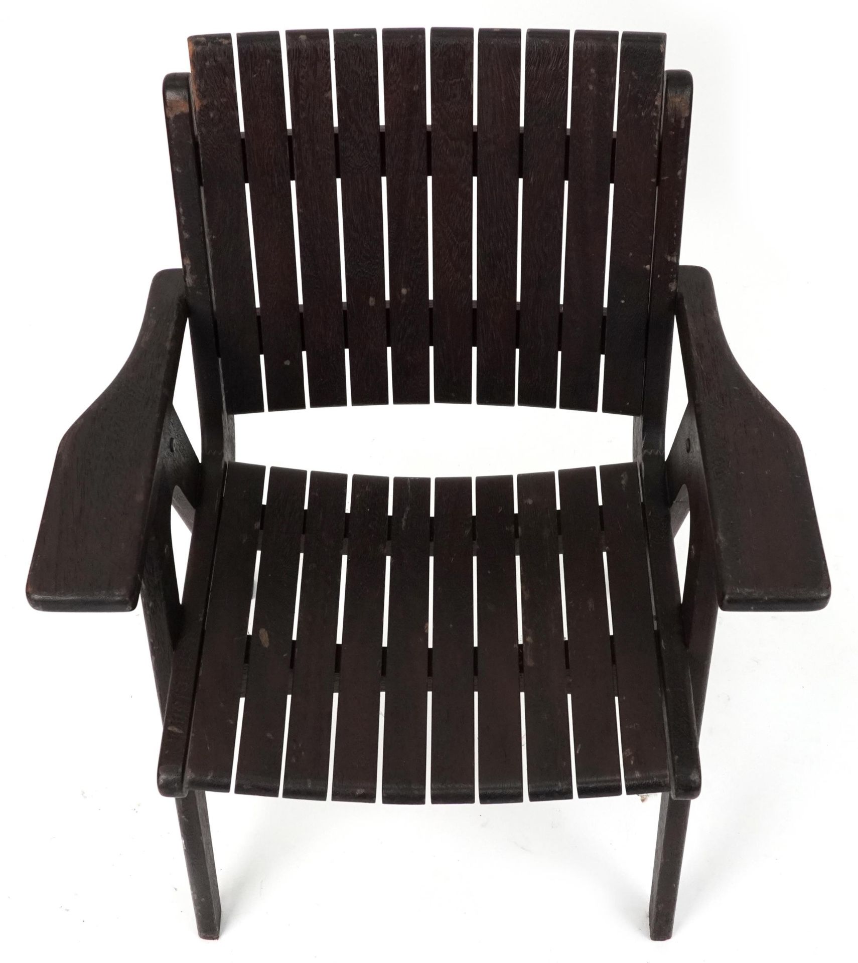 Autoban, stained teak slice chair, 81cm high - Image 3 of 5