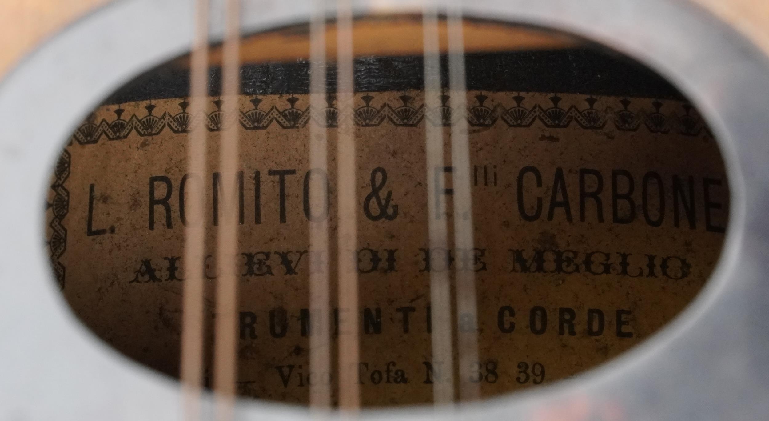 19th century Italian melon shaped rosewood mandolin bearing an L Romito & F Carbone paper label, - Image 3 of 3
