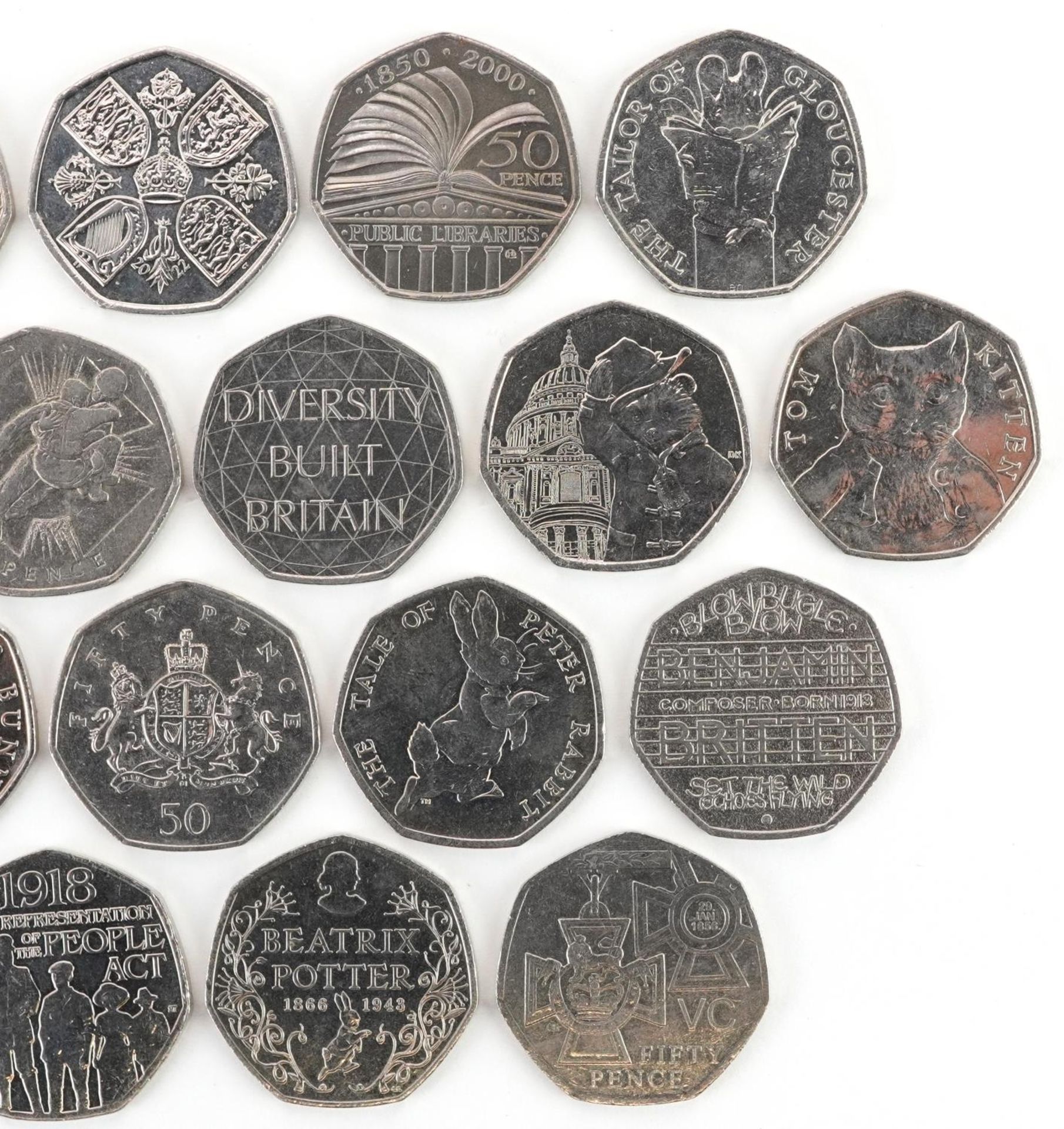 Twenty Elizabeth II fifty pence pieces, various designs including London 2012 Olympics and - Bild 3 aus 6