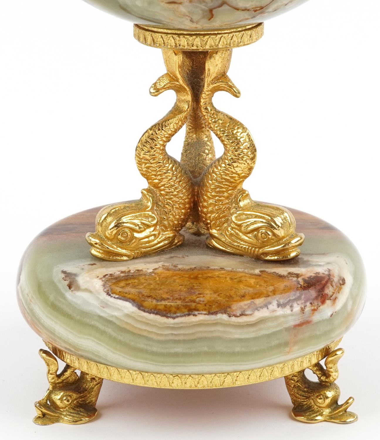 Xavier of London, 19th century style onyx and gilt metal mantle clock with classical dolphin - Image 2 of 5