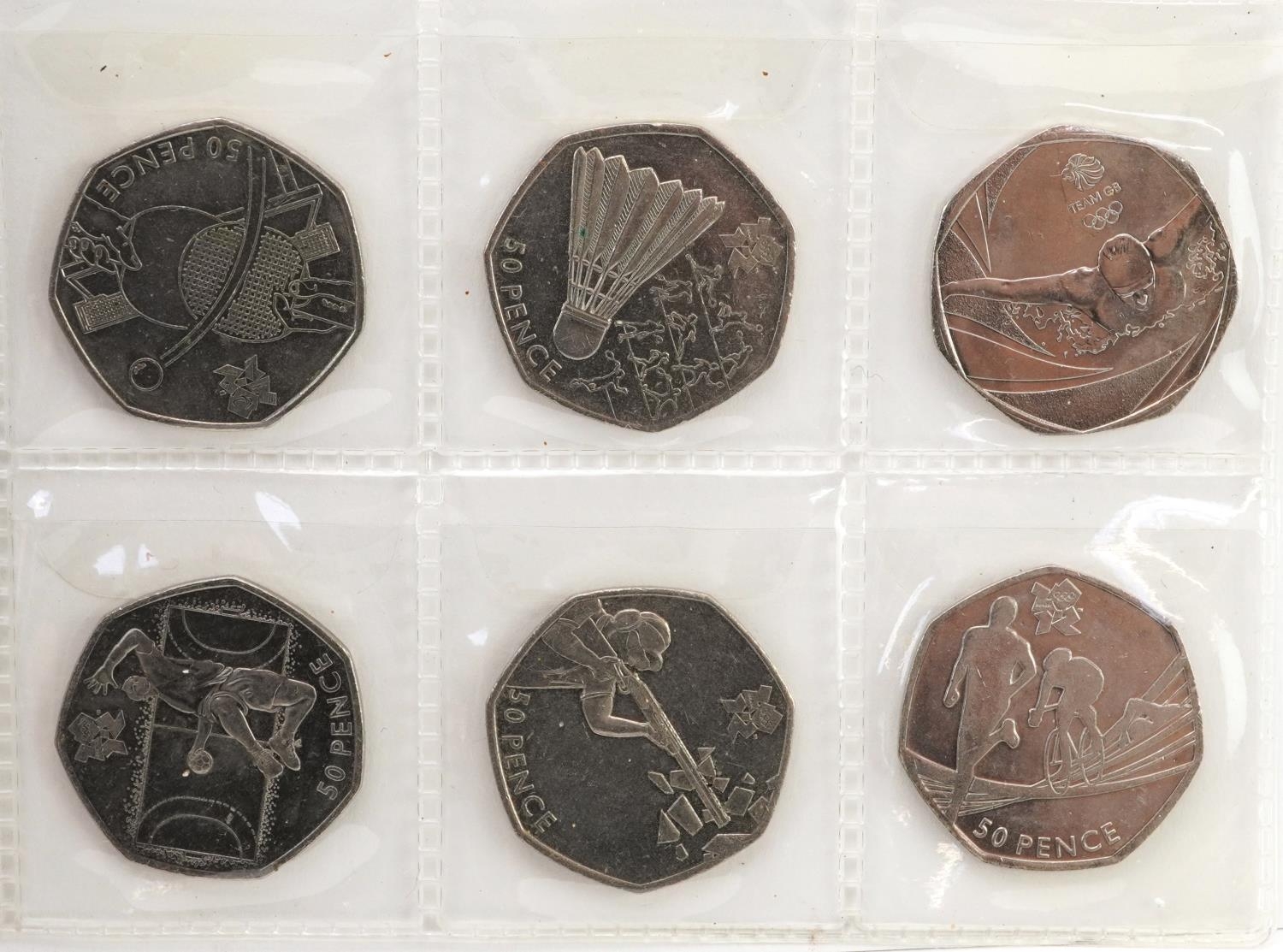 Set of thirty Elizabeth II 2011 London 2012 Olympics fifty pence pieces arranged in a coin - Image 5 of 6