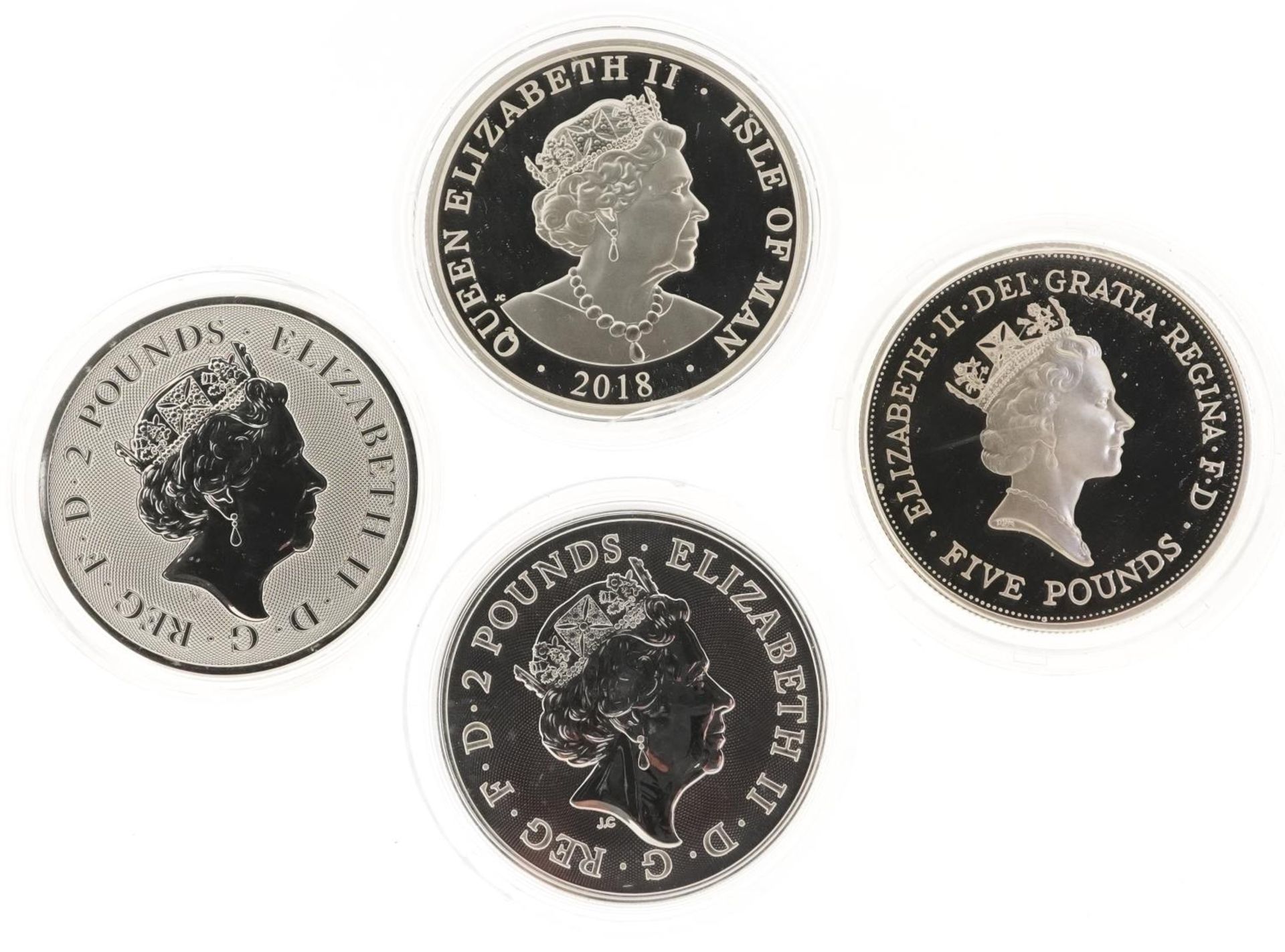 Four silver proof coins comprising 2018 Isle of Man one ounce Angel, 2020 one ounce St George and - Bild 2 aus 2