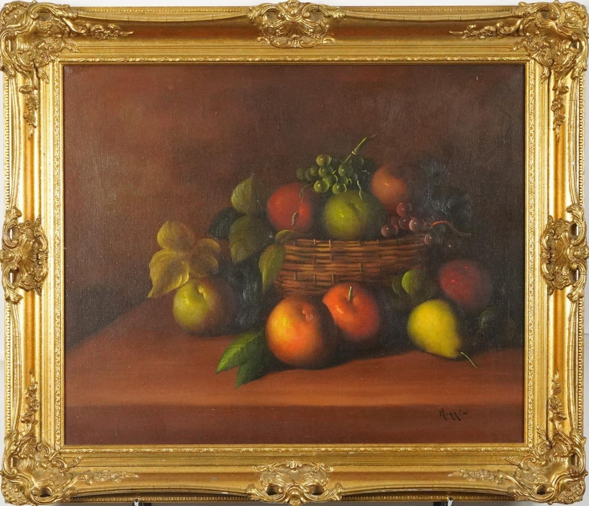 Morrini - Still life fruit and vessels, pair of Italian school oil on canvases, mounted and - Bild 3 aus 15