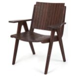 Autoban, stained teak slice chair, 81cm high