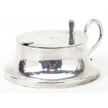 Hawksworth, Eyre & Co Ltd, Art Deco silver mustard with blue glass liner numbered 11974 to the base,