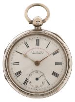 The Express English Lever, Victorian silver gentlemen's open face key wind pocket watch retailed