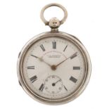 The Express English Lever, Victorian silver gentlemen's open face key wind pocket watch retailed