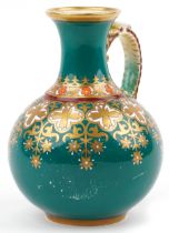 Attributed to Samuel Allcock & Sons, Victorian Gothic Revival handled jug gilded with stylised