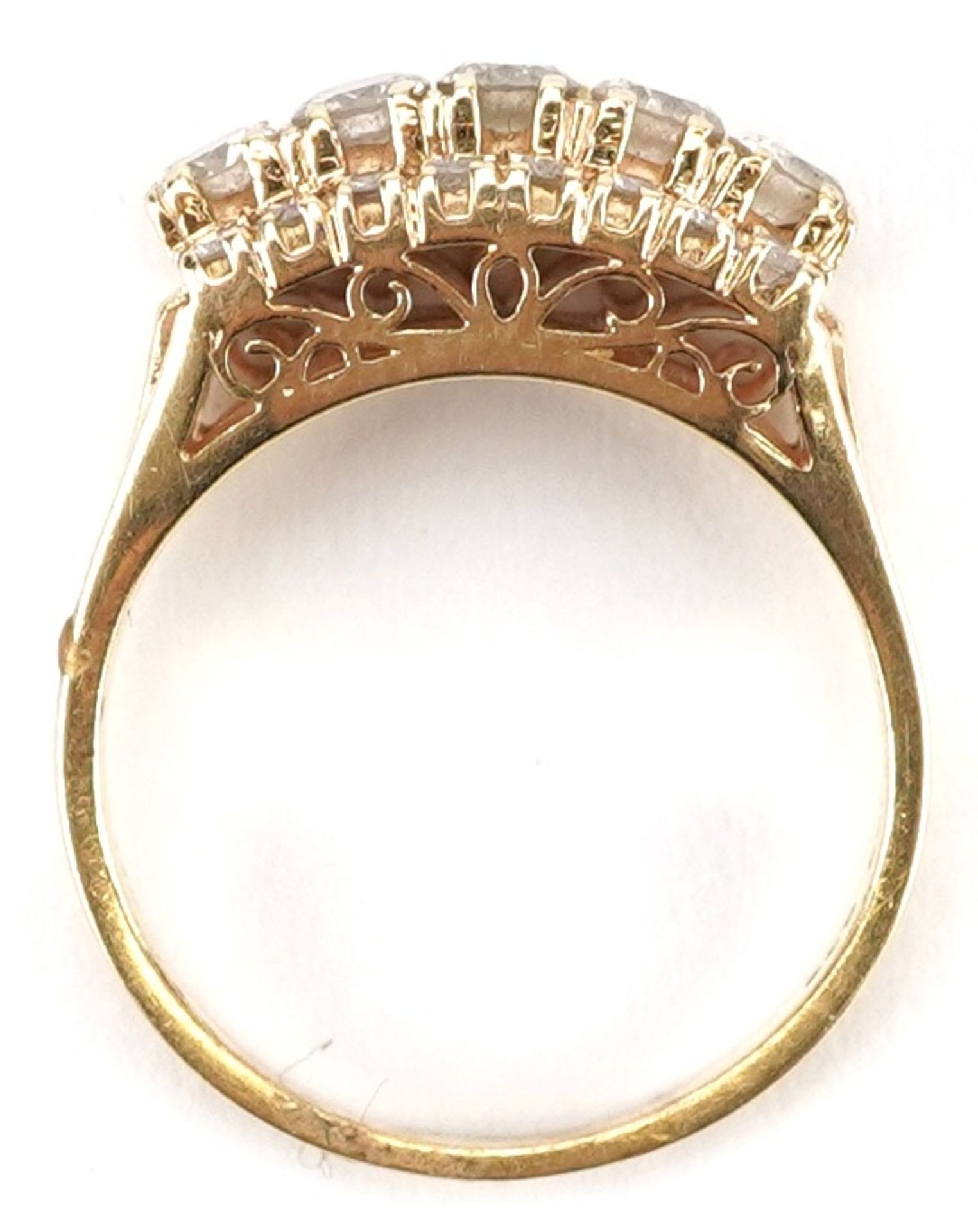 14k gold diamond three row cluster ring, total diamond weight approximately 0.46 carat, size J, 3.4g - Bild 3 aus 5