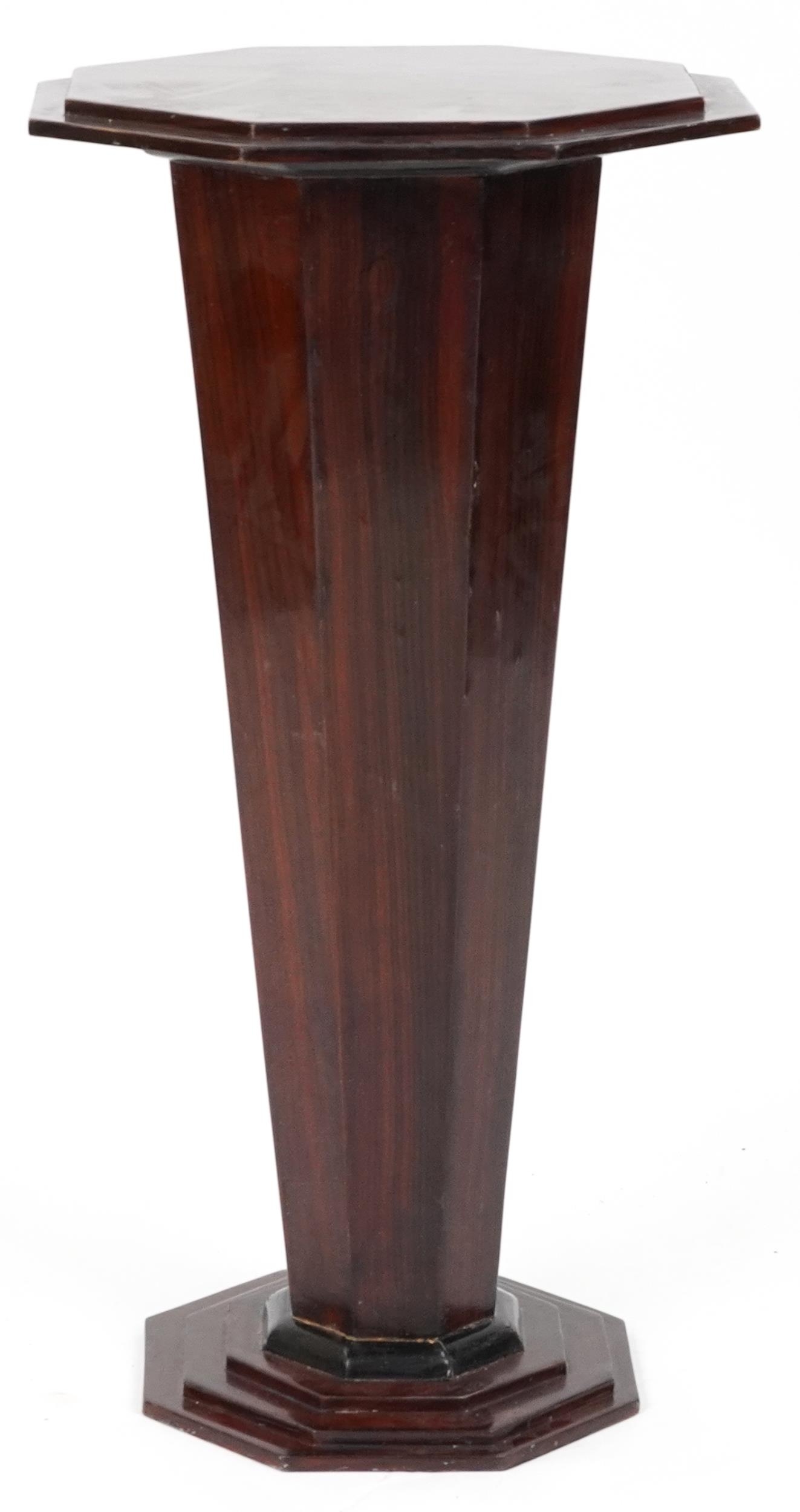 Art Deco style octagonal rosewood effect side pedestal with tapering column, 78.5cm high - Image 3 of 3