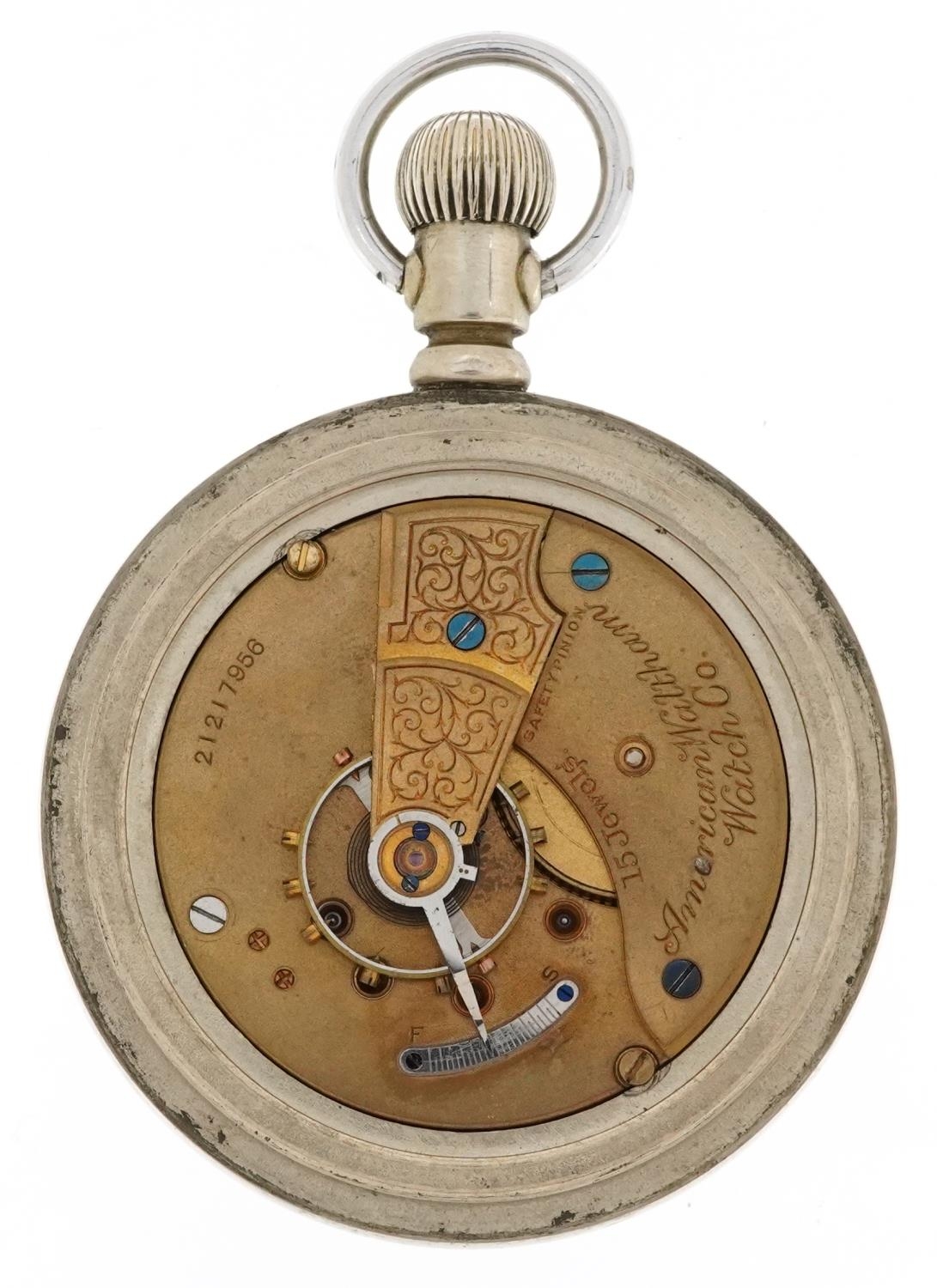 Waltham, Southern Railway gentlemen's open face keyless pocket watch having enamelled and subsidiary - Image 3 of 4