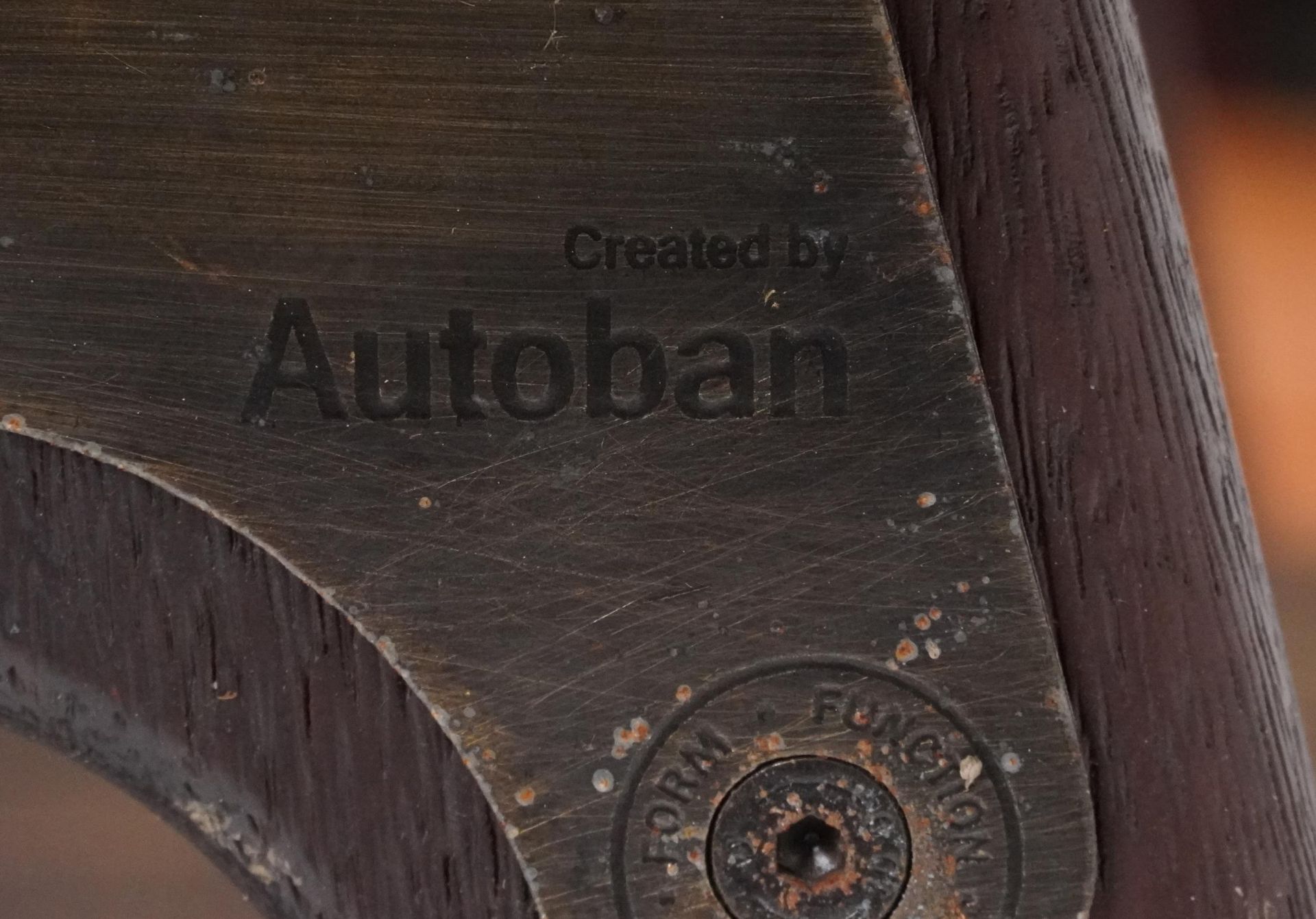 Autoban, stained teak slice chair, 81cm high - Image 5 of 5