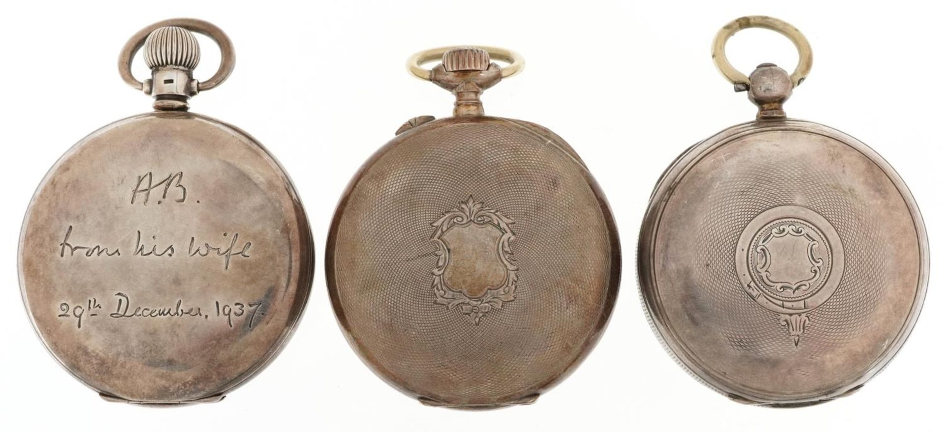 Three Victorian and later silver key wind and keyless pocket watches comprising The Farringdon B, - Bild 2 aus 8