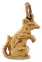 9ct gold charm in the form of a seated mouse, 1.5cm high, 0.9g