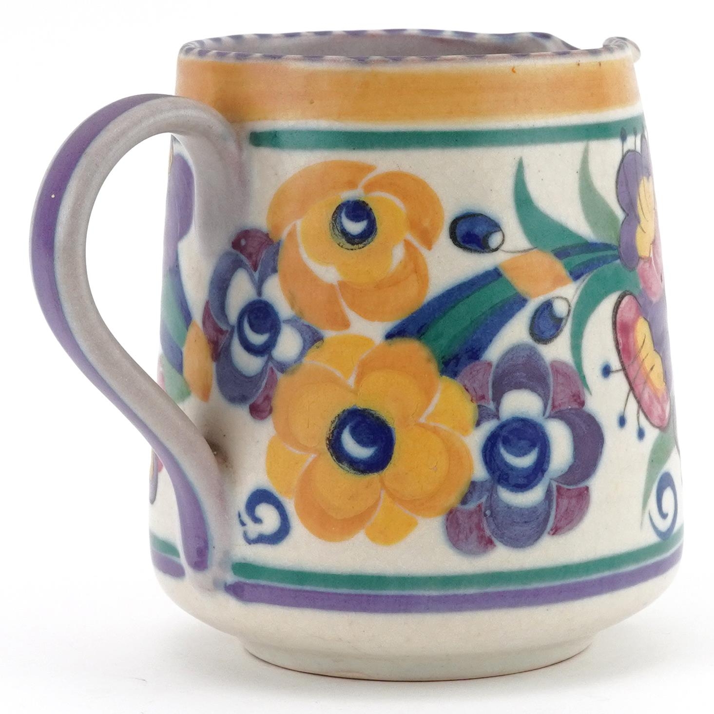 Early 20th century Poole Carter, Stabler & Adams jug hand painted with stylised flowers, incised 319 - Image 2 of 3