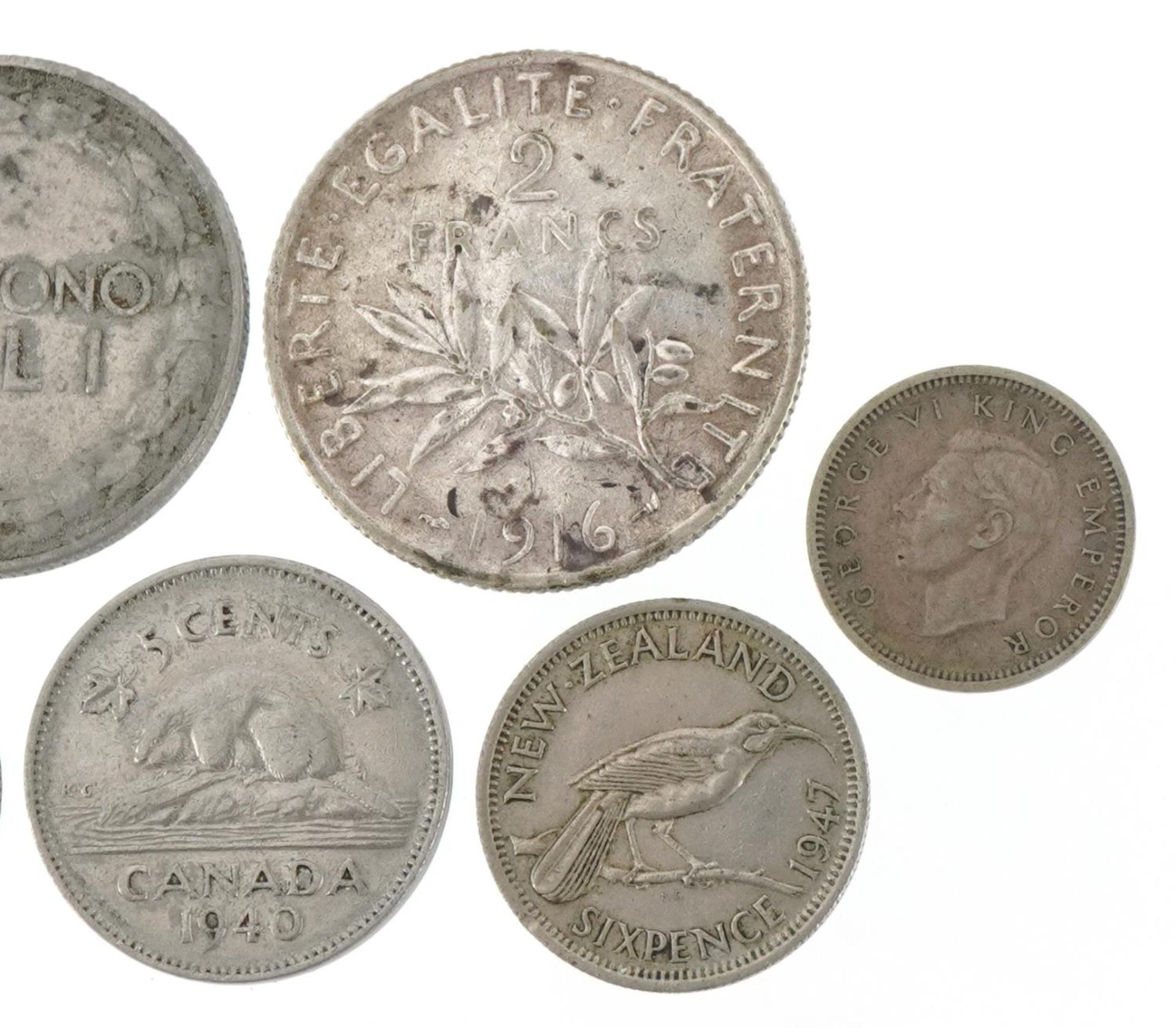 George V East Africa shilling, France, Italy and New Zealand coins - Bild 6 aus 6