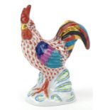 Herend, Hungarian hand painted porcelain fishnet pattern rooster, numbered 5032, 14.5cm in length