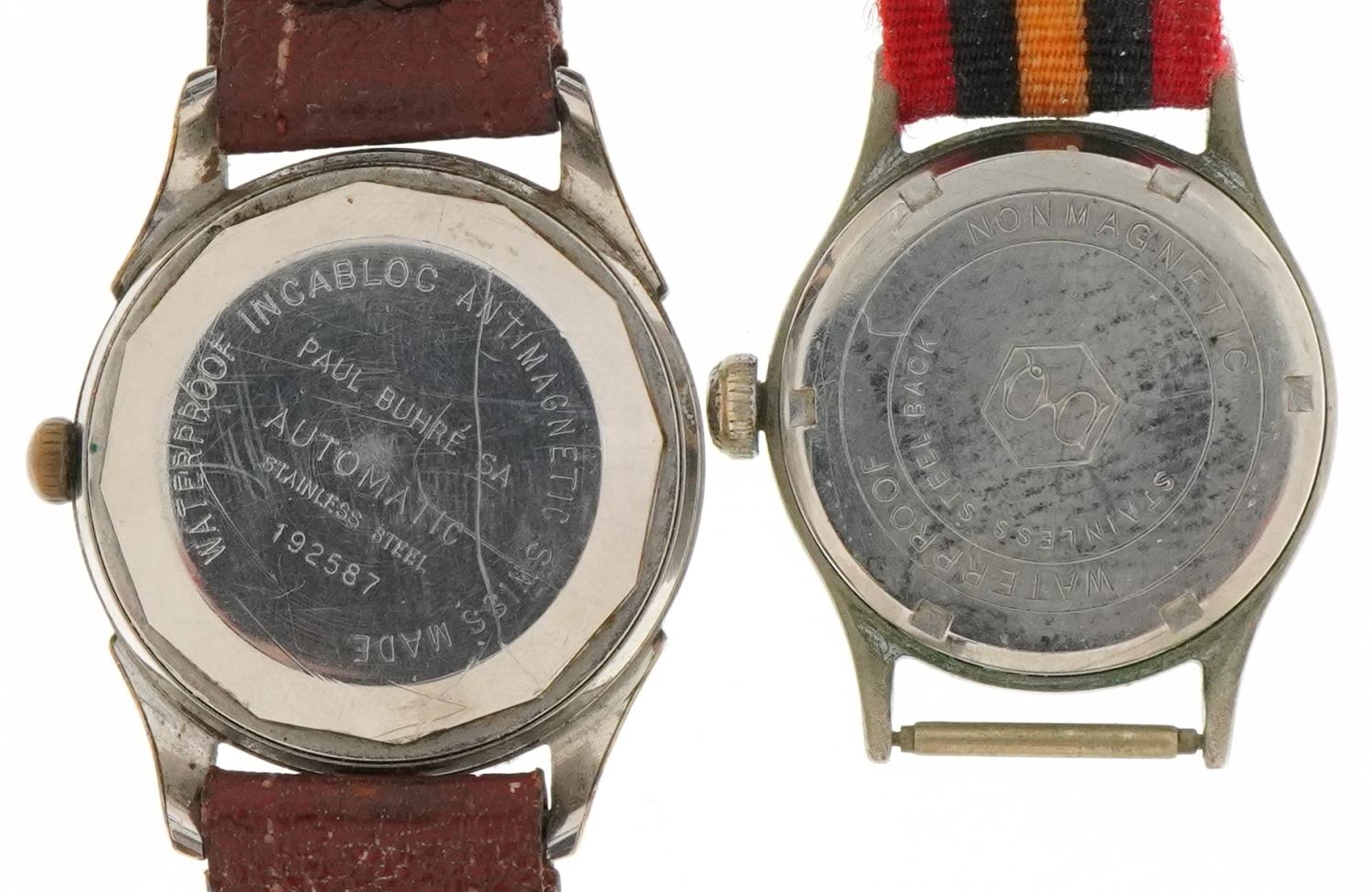 Two vintage gentlemen's wristwatches comprising Paul Buhre Rotodator and Accurist, the largest - Bild 3 aus 3