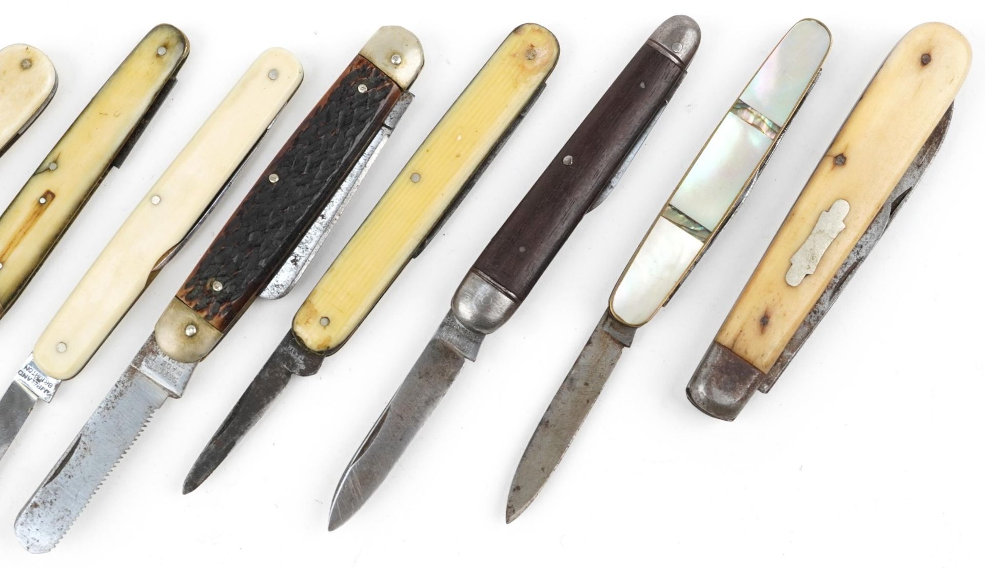 Eleven knives folding pocket knives, some with bone handles - Bild 3 aus 4