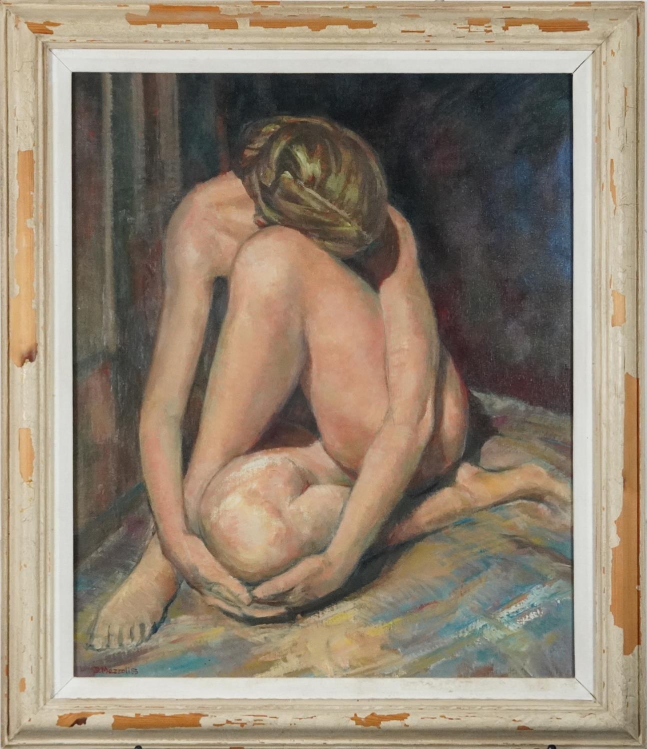 Dino Mazzoli - Seated life study, Emma, oil on board, inscribed Royal Institute of Oil Painters - Bild 2 aus 8