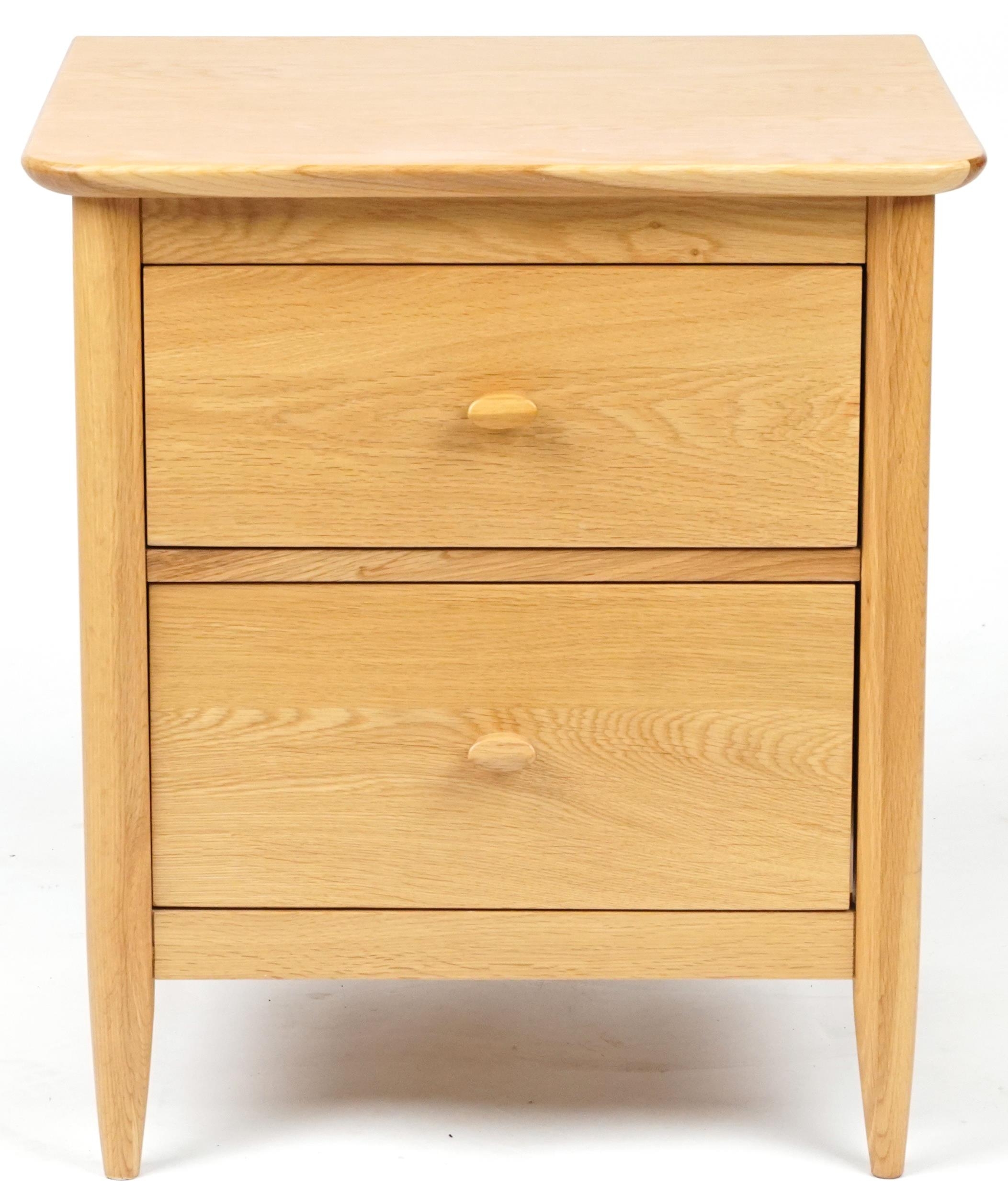 Ercol Teramo contemporary light oak two drawer bedside chest, 60cm H x 53cm W x 47cm D - Image 2 of 6