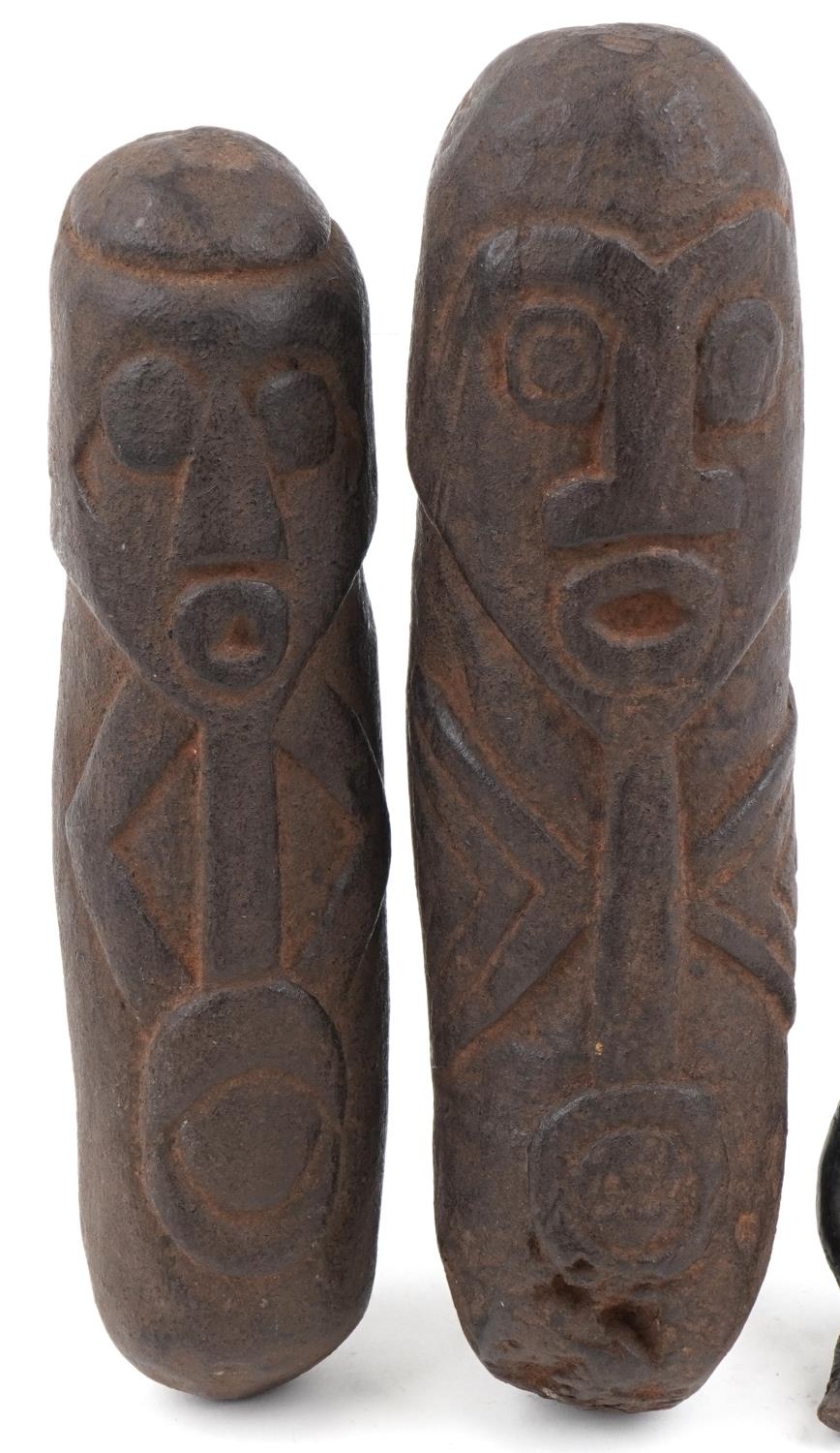 Native American Pre Columbian artefacts including two phallus figures, the largest 26.5cm in length - Image 2 of 5