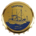 Danmar brass novelty bottle cap designed by Georg Jensen 1981, 7cm in diameter
