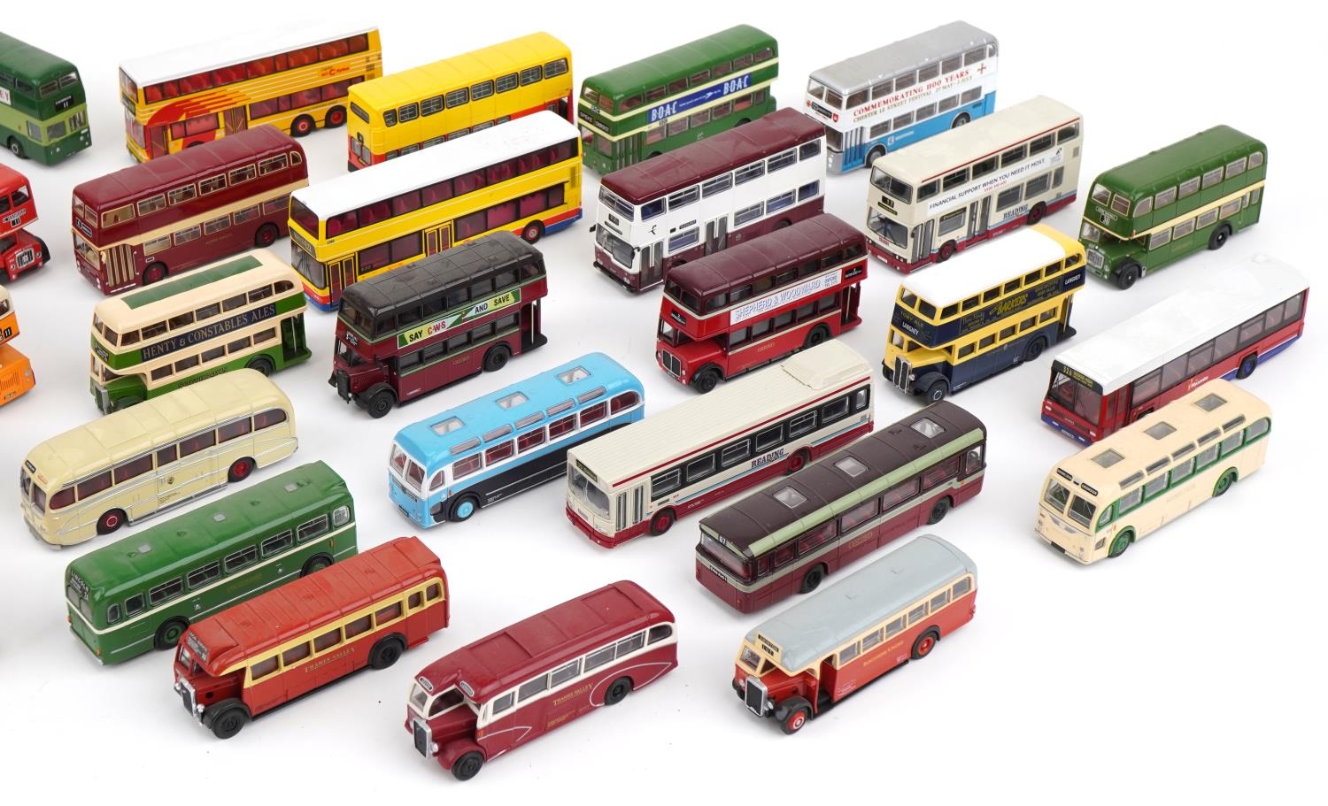 Large collection of diecast model buses, predominantly Corgi and ...