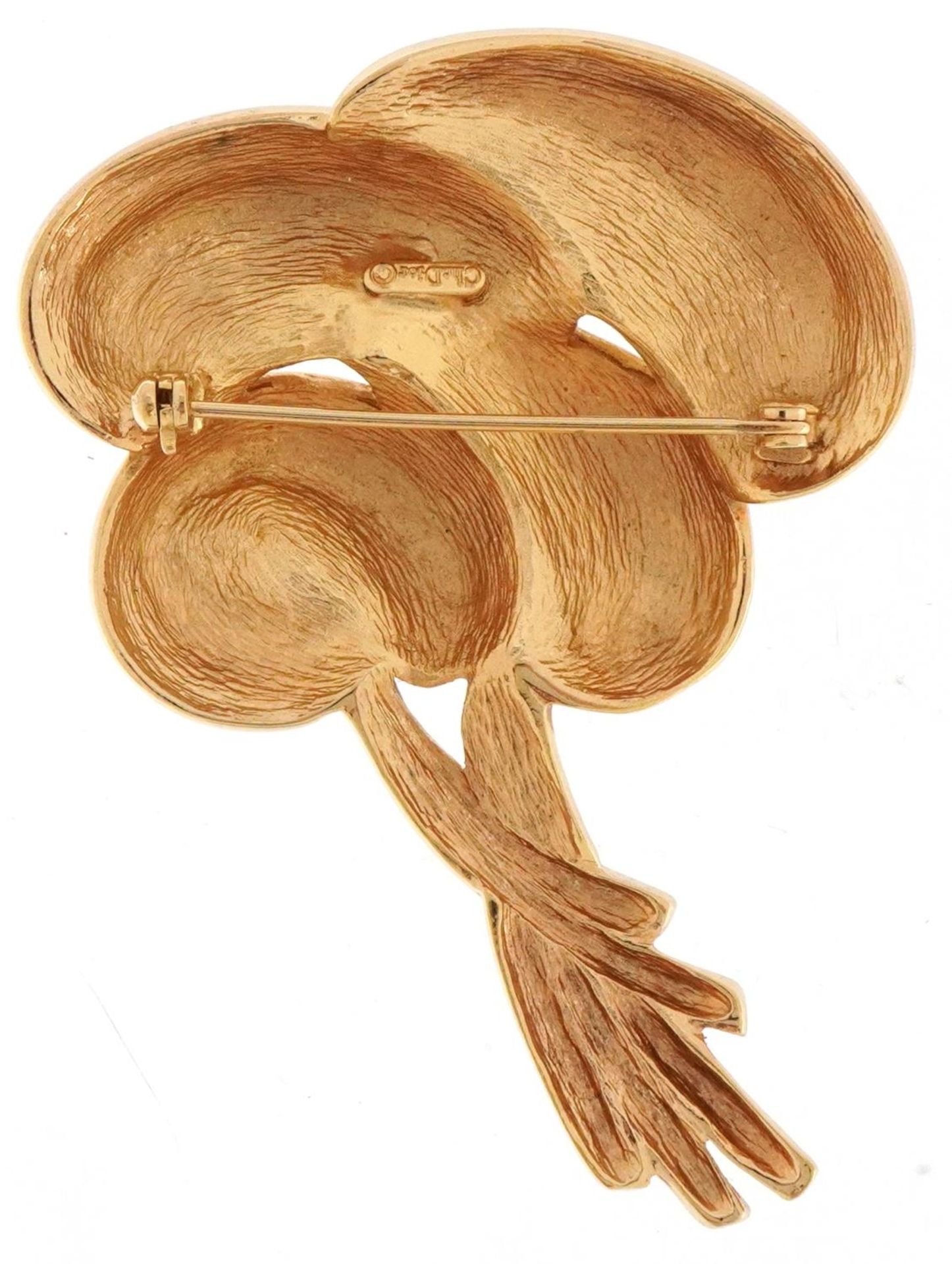 Christian Dior, gold plated and clear stone brooch in the form of palm leaves, 6.5cm high, 30.0g - Image 2 of 3