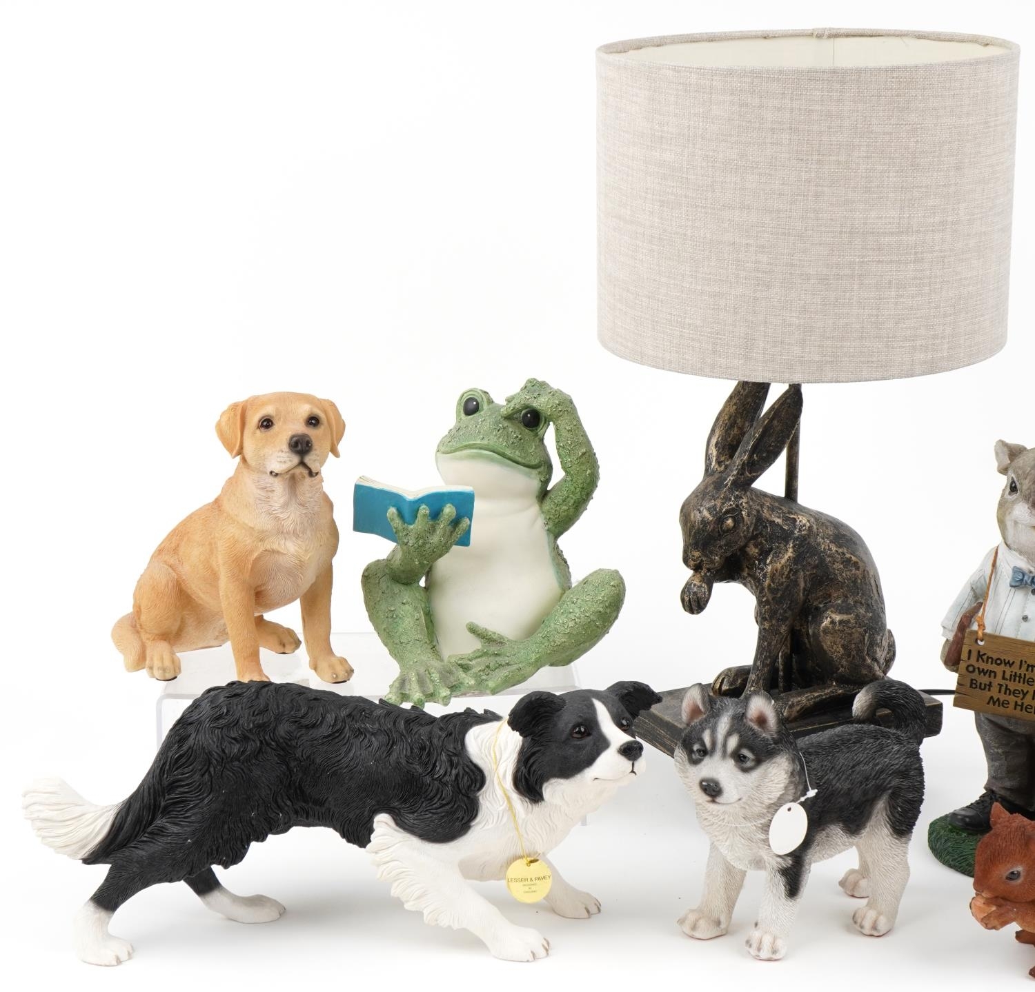 Decorative model animals including a bronzed hare design lamp and a Leonardo Collection Border - Image 2 of 3