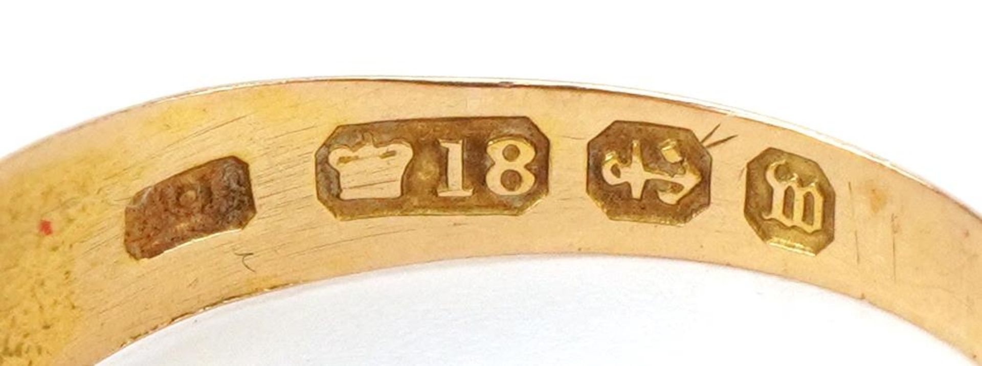 Victorian 18ct gold diamond Gypsy ring, Birmingham 1896, size M, 1.7g - Image 4 of 4