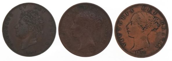 George 1827 and Queen Victoria 1853 halfpennies