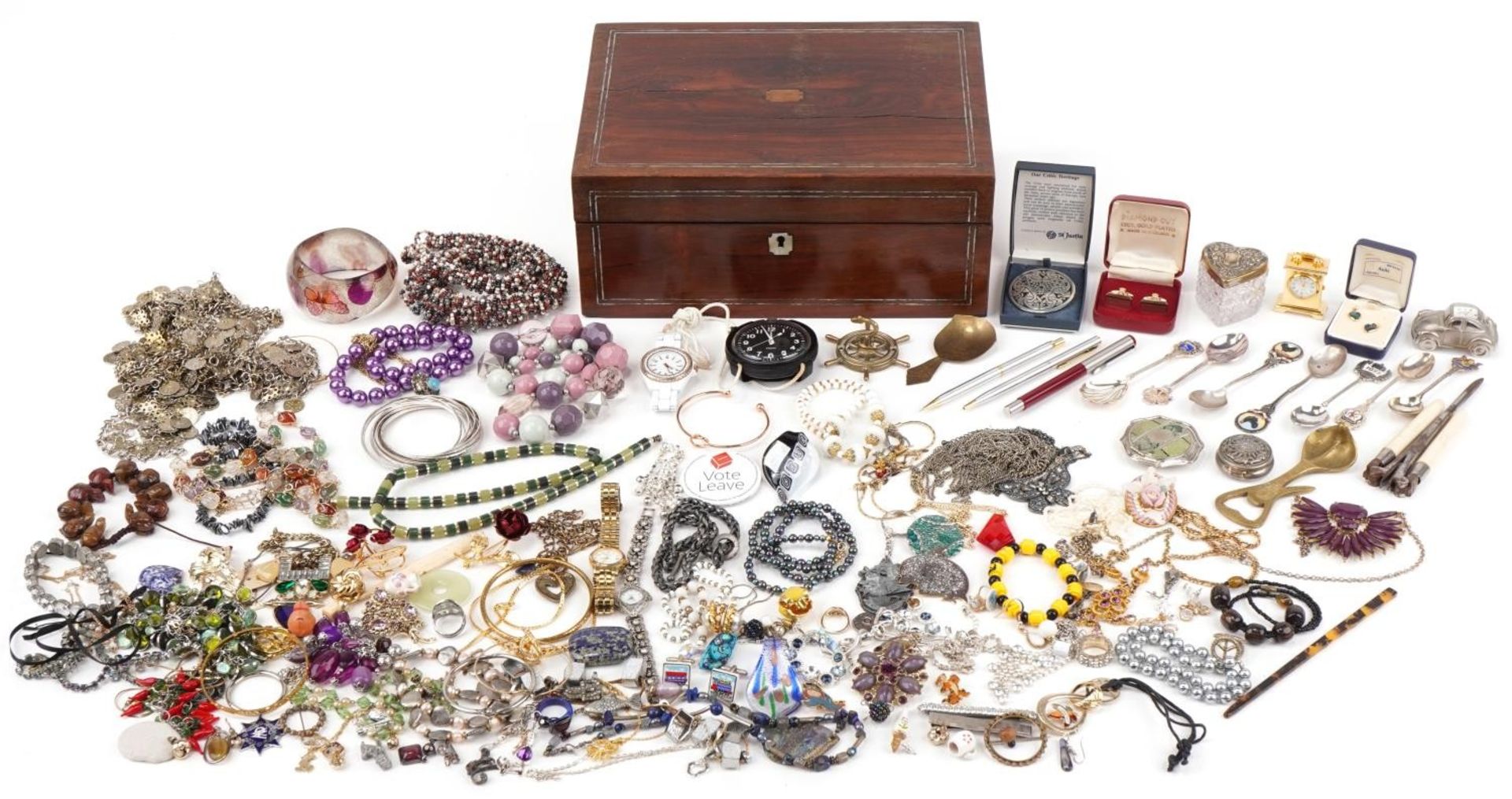 Large collection of vintage and later jewellery, wristwatches and objects including semi precious