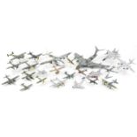 Collection of scratch built model military aircraft, the largest 50cm wide