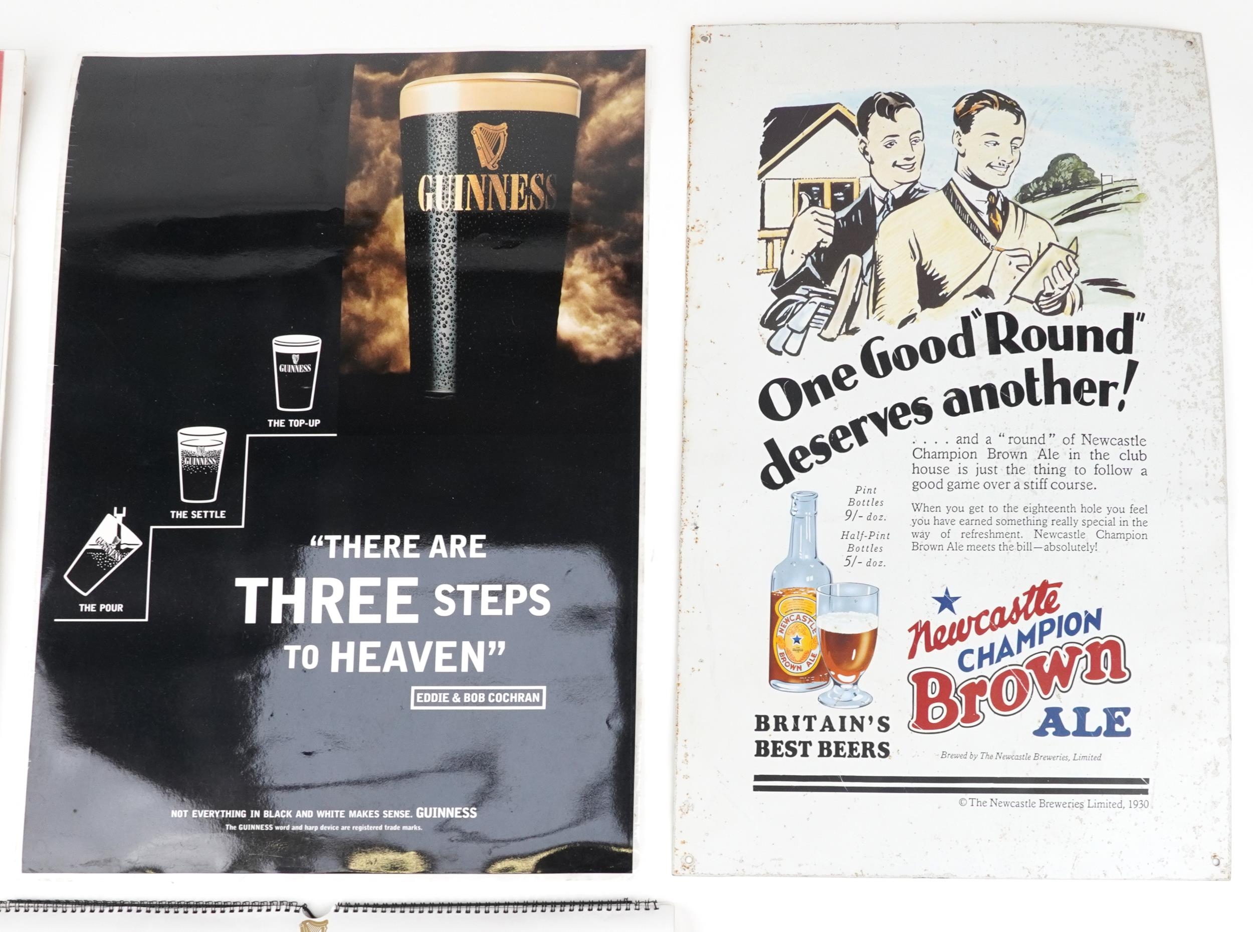 Vintage and later advertising including Newcastle Champion Brown Ale tin wall sign, Guinness - Bild 3 aus 5