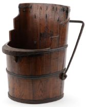 Chinese elm water carrier with iron mounts, 62.5cm high