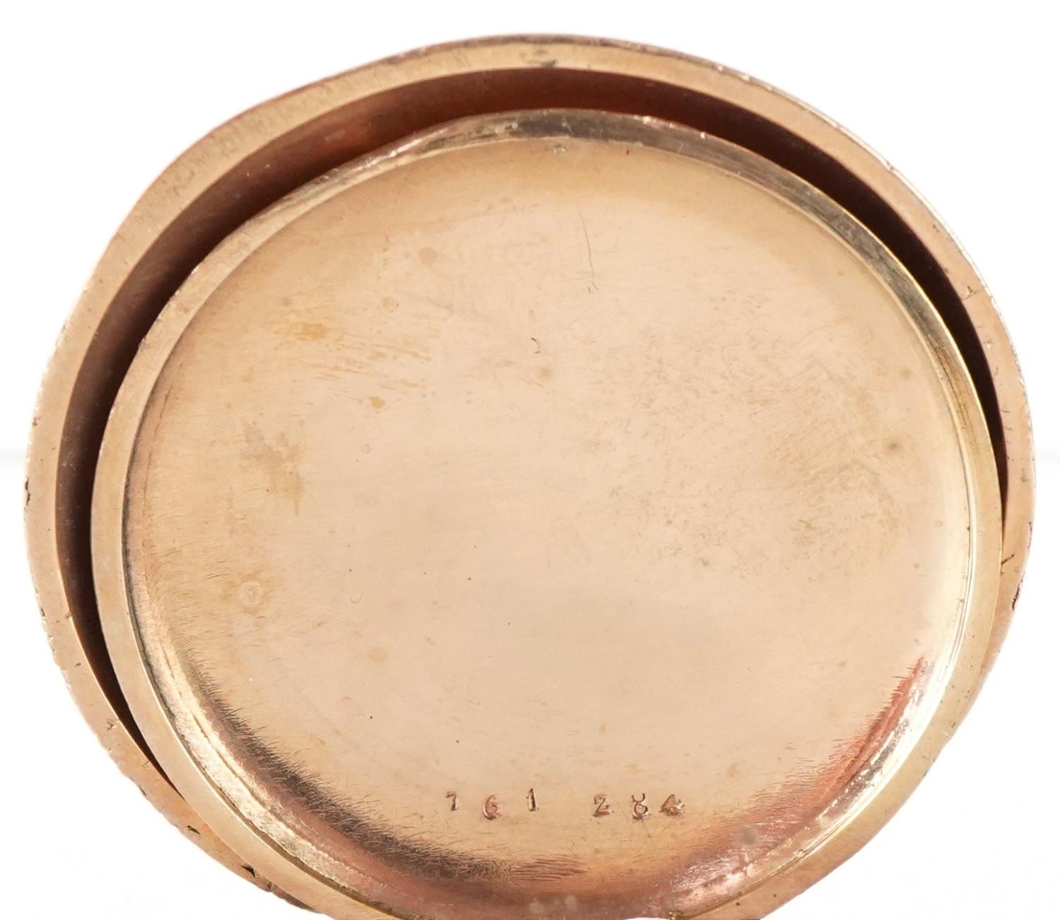 Art Deco style gentlemen's gold plated open face keyless pocket watch having silvered and subsidiary - Image 4 of 4