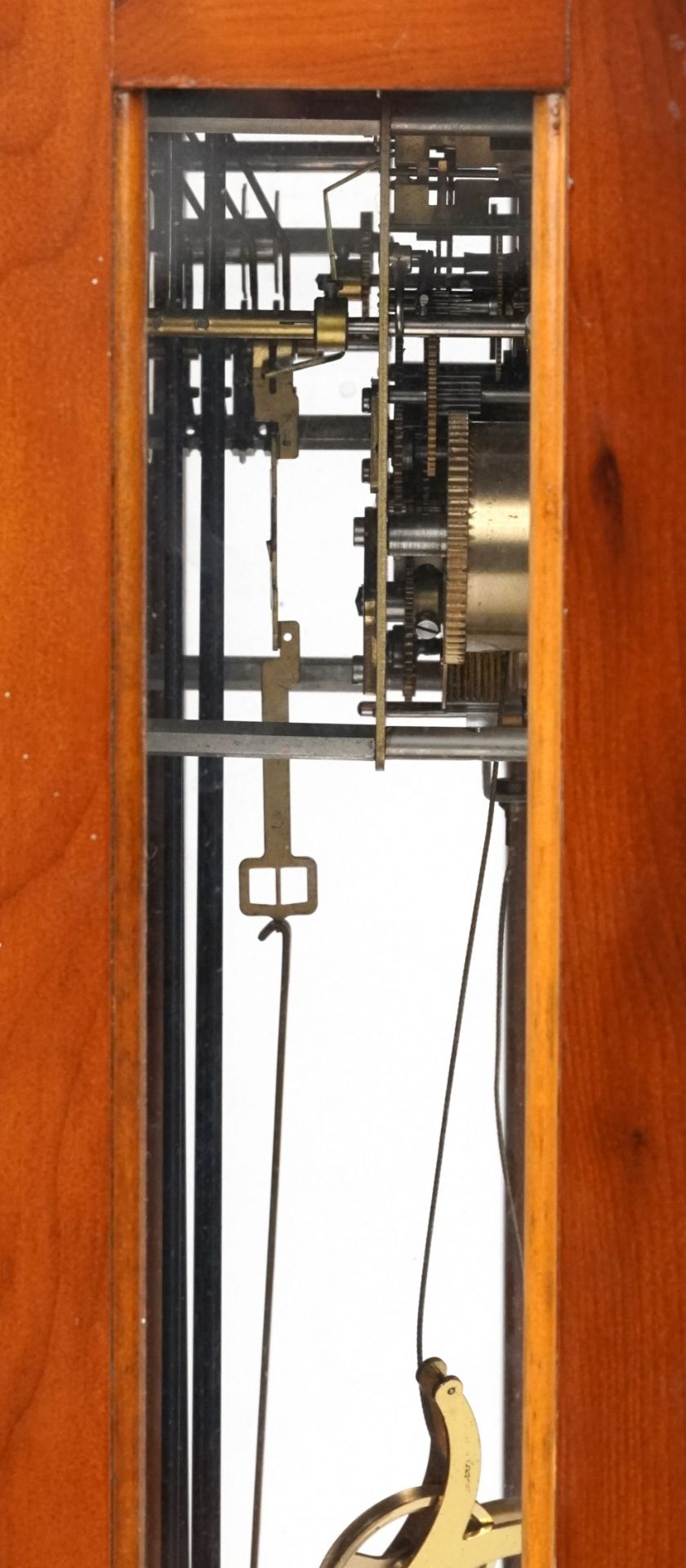 Walnut regulator wall clock striking on eight rods having a circular dial with Roman numerals, 126cm - Bild 3 aus 3