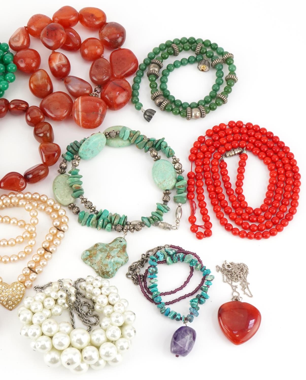 Vintage and later jewellery, some silver, including carnelian necklace, malachite necklace, - Image 3 of 3