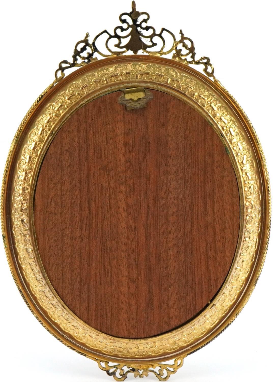 Oval Pre-Raphaelite style portrait miniature of a scantily dressed maiden, housed in an ornate brass - Image 3 of 3